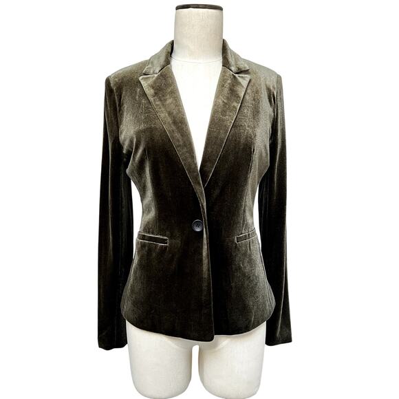 Molly Bracken Velvet One Button Blazer Khaki NWT Small - Picture 1 of 7